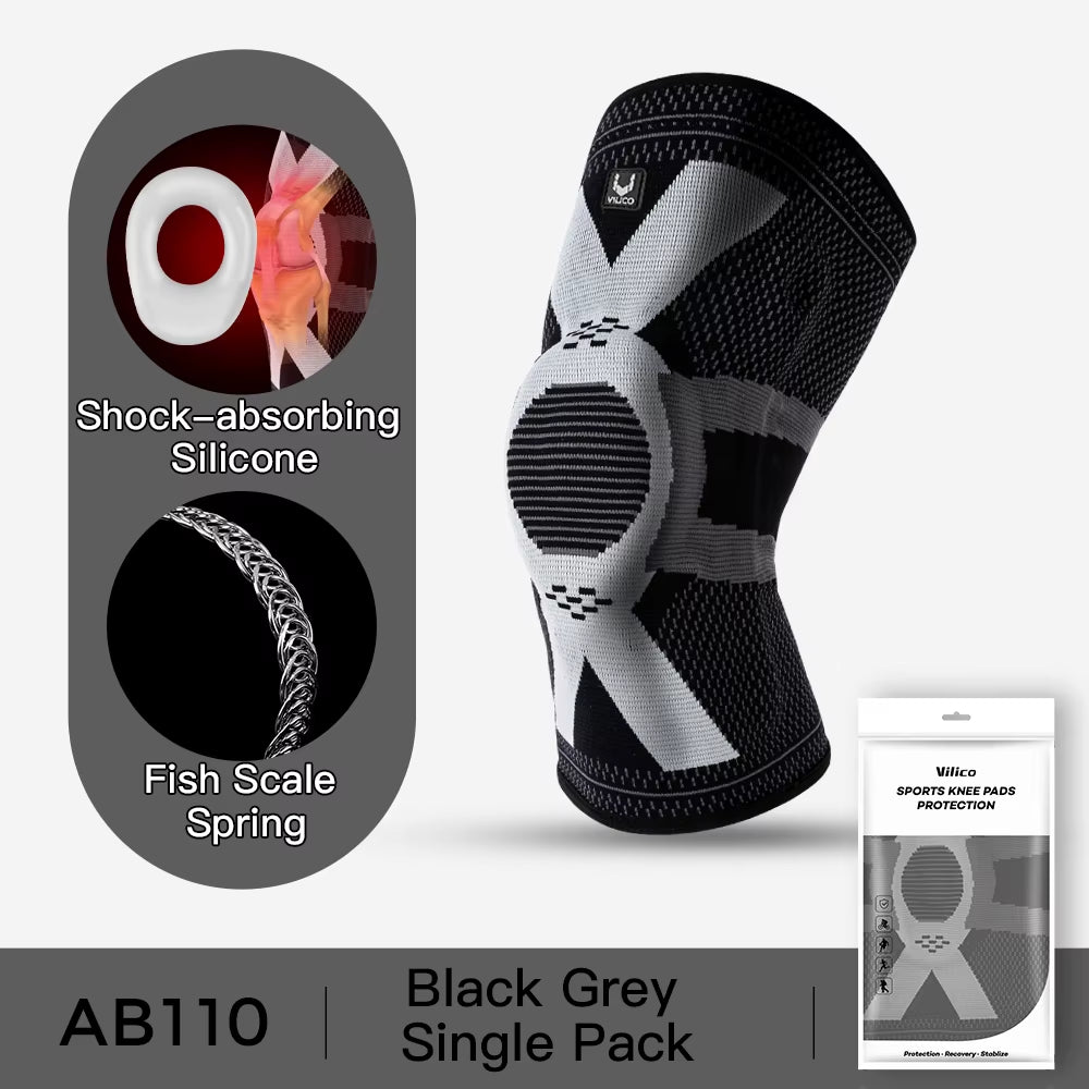 Vilico 1PC Silicone Padded Basketball Knee Pads Patella Brace Kneepad Joint Support Fitness Compression Knee Sleeve Protector