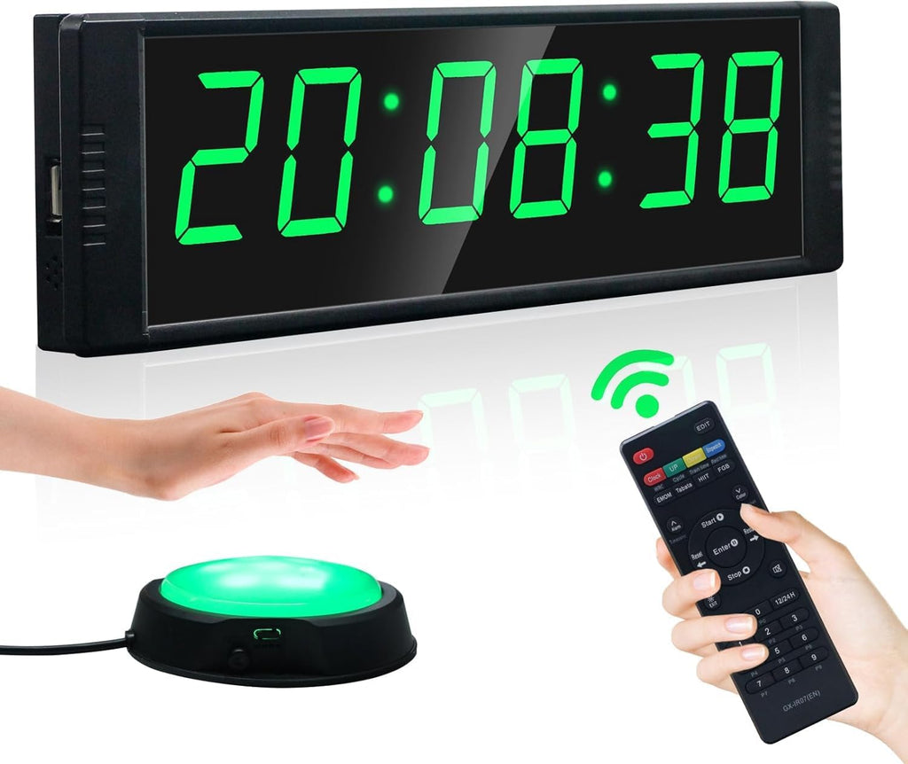 Gym Timer Clock, Green, Interval Timer for Workout, Portable Home Gym Accessory