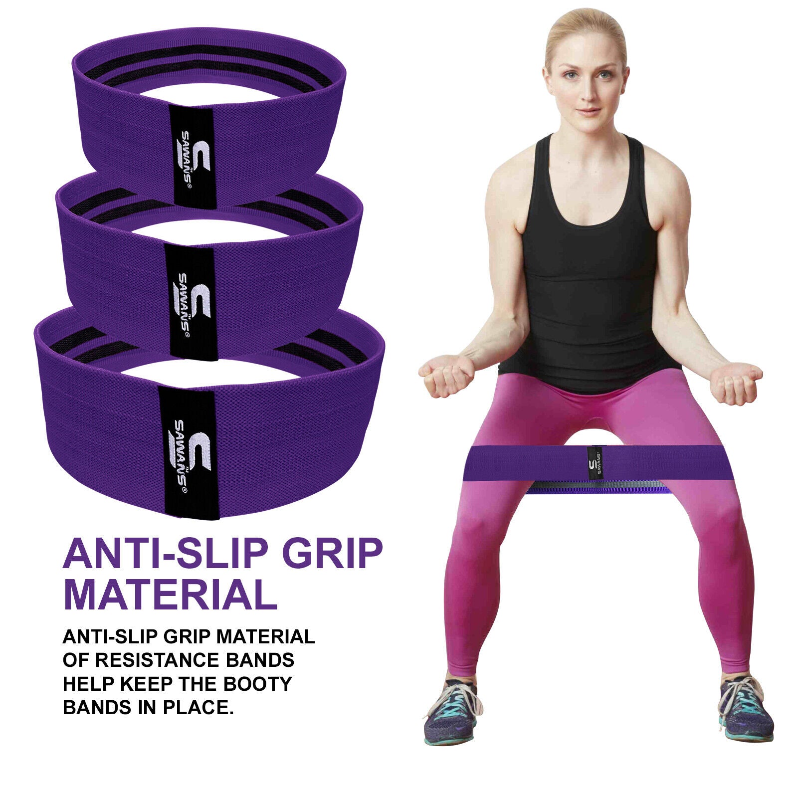 Fabric Resistance Bands for Women - Booty Bands for Hip Circles, Leg and Glute Exercises