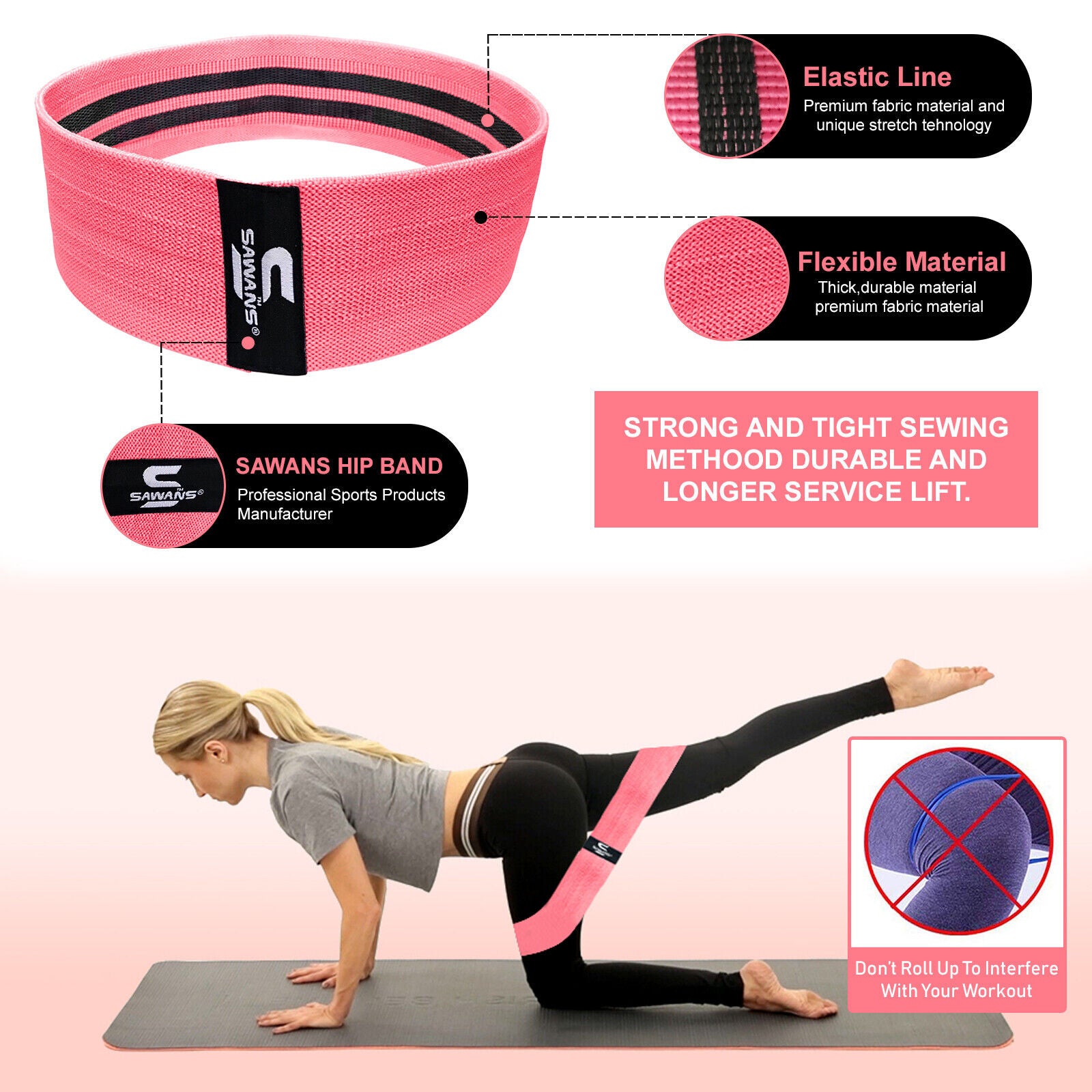 Fabric Resistance Bands for Women - Booty Bands for Hip Circles, Leg and Glute Exercises