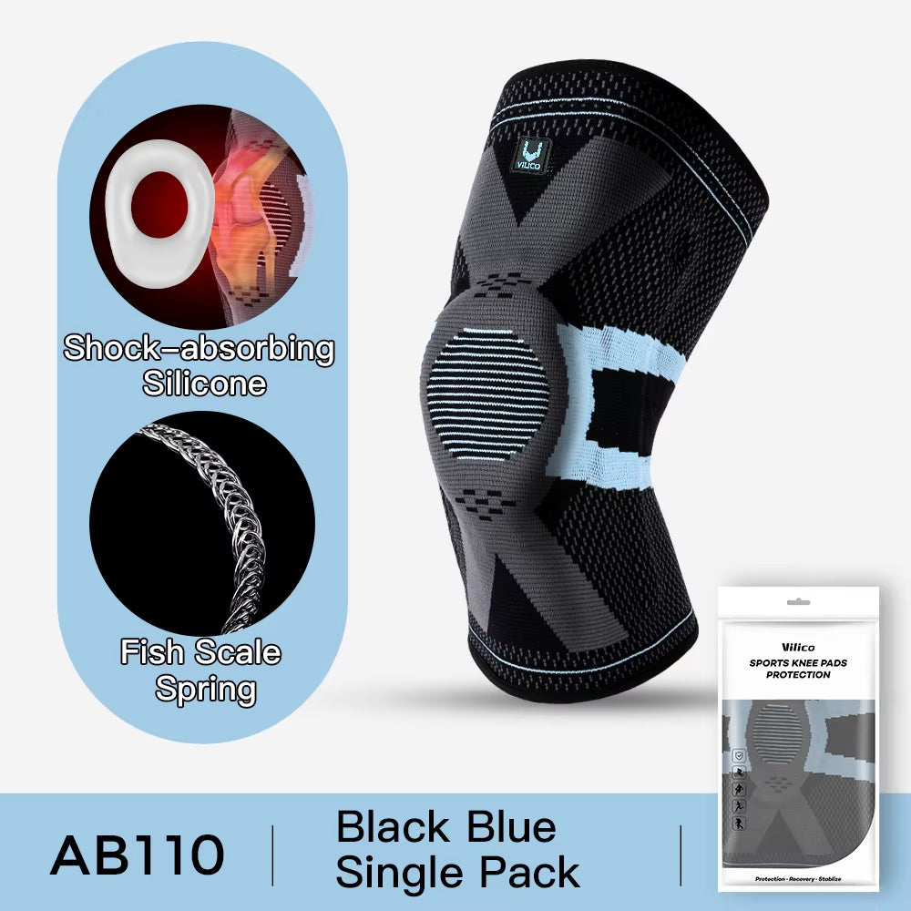 Vilico 1PC Silicone Padded Basketball Knee Pads Patella Brace Kneepad Joint Support Fitness Compression Knee Sleeve Protector