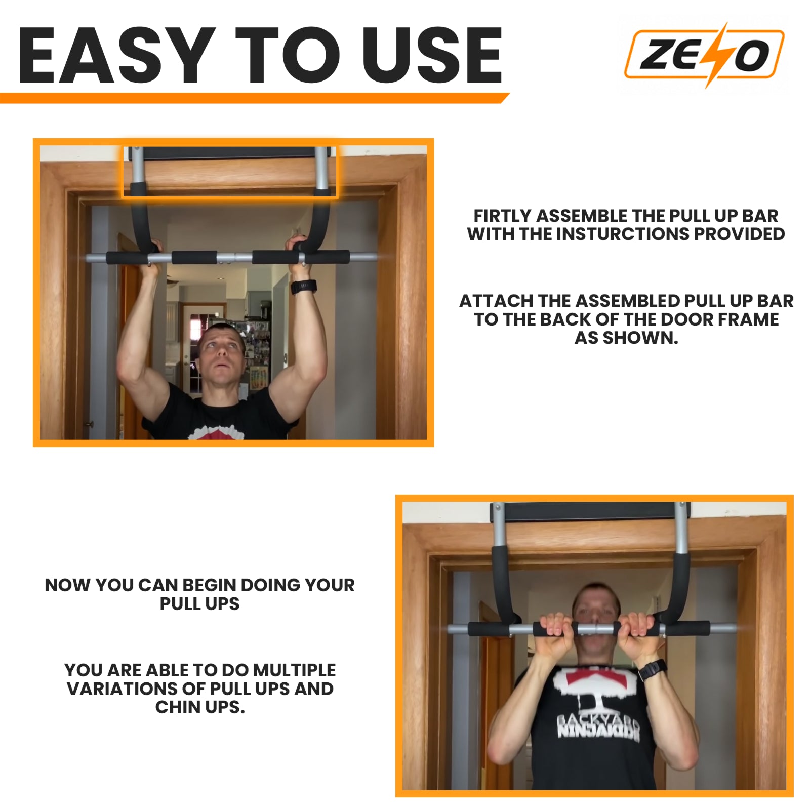Professional Fitness Door Bar for Chin-Ups, Pull-Ups, Sit-Ups, and Dips Workout