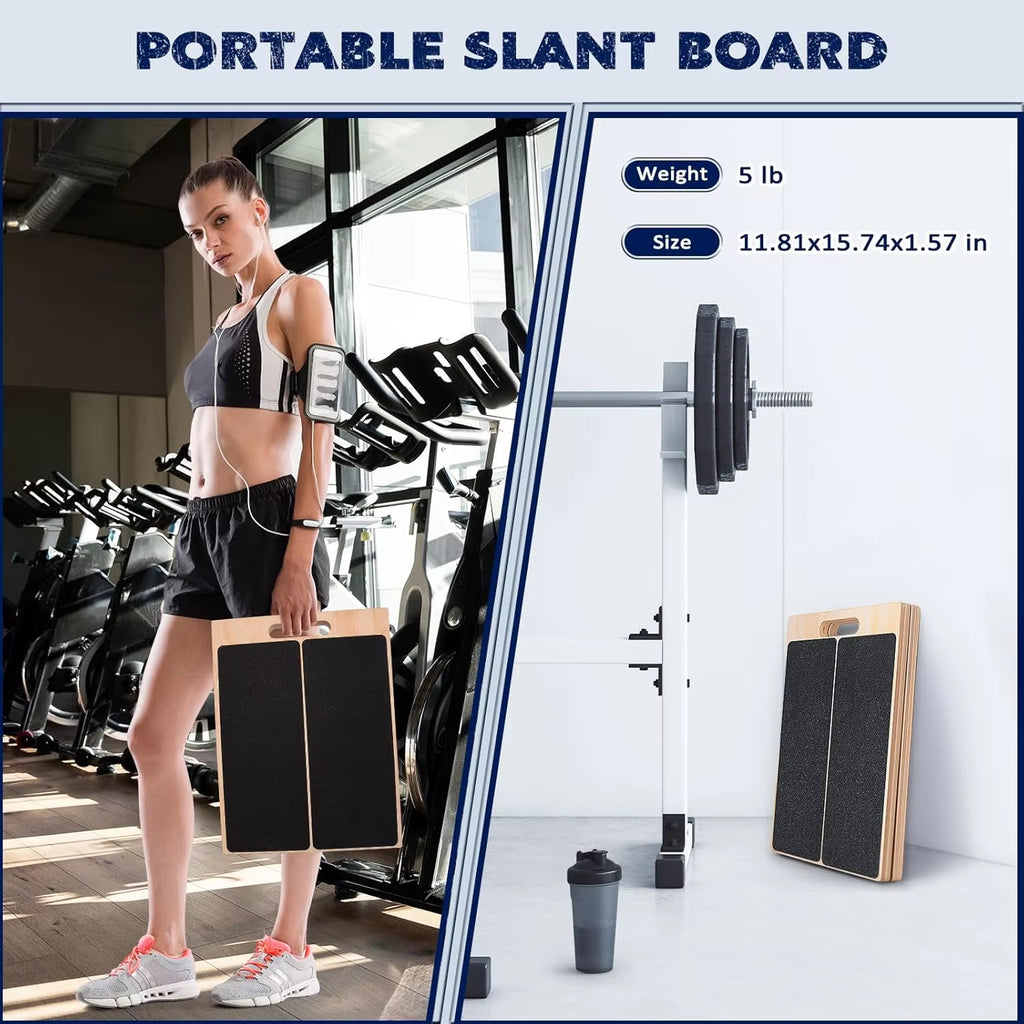 Portable Wooden Slant Board for Calf Stretching Squats Calf Stretcher Pilates Physical Therapy Equipment Adjustable Incline Boar