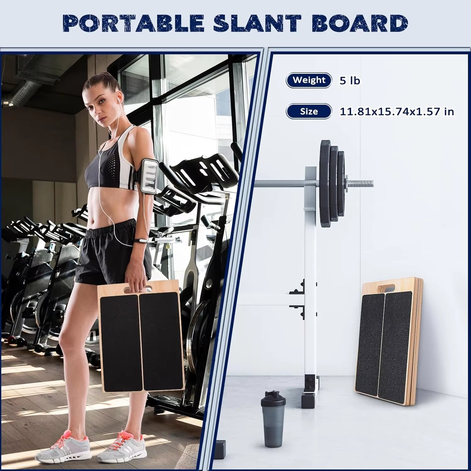 Portable Wooden Slant Board for Calf Stretching Squats Calf Stretcher Pilates Physical Therapy Equipment Adjustable Incline Boar