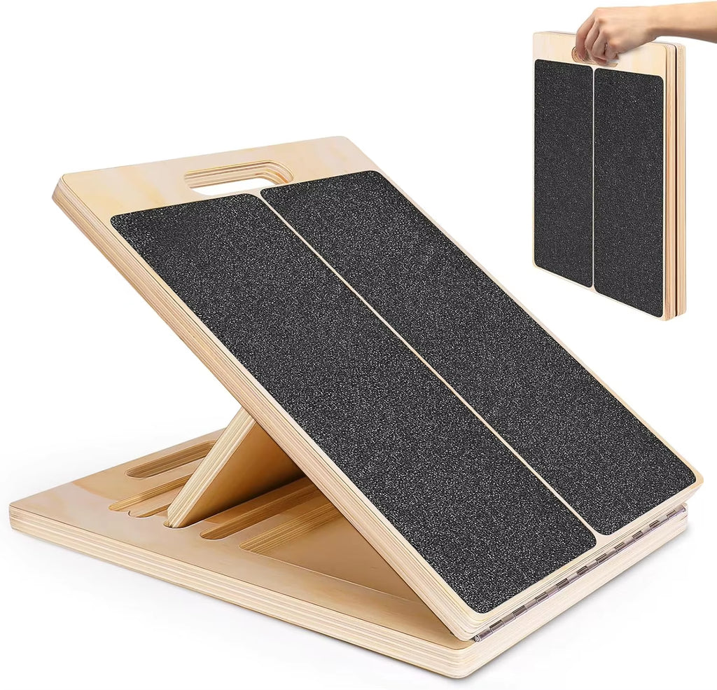 Portable Wooden Slant Board for Calf Stretching Squats Calf Stretcher Pilates Physical Therapy Equipment Adjustable Incline Boar