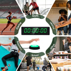 Gym Timer Clock, Green, Interval Timer for Workout, Portable Home Gym Accessory