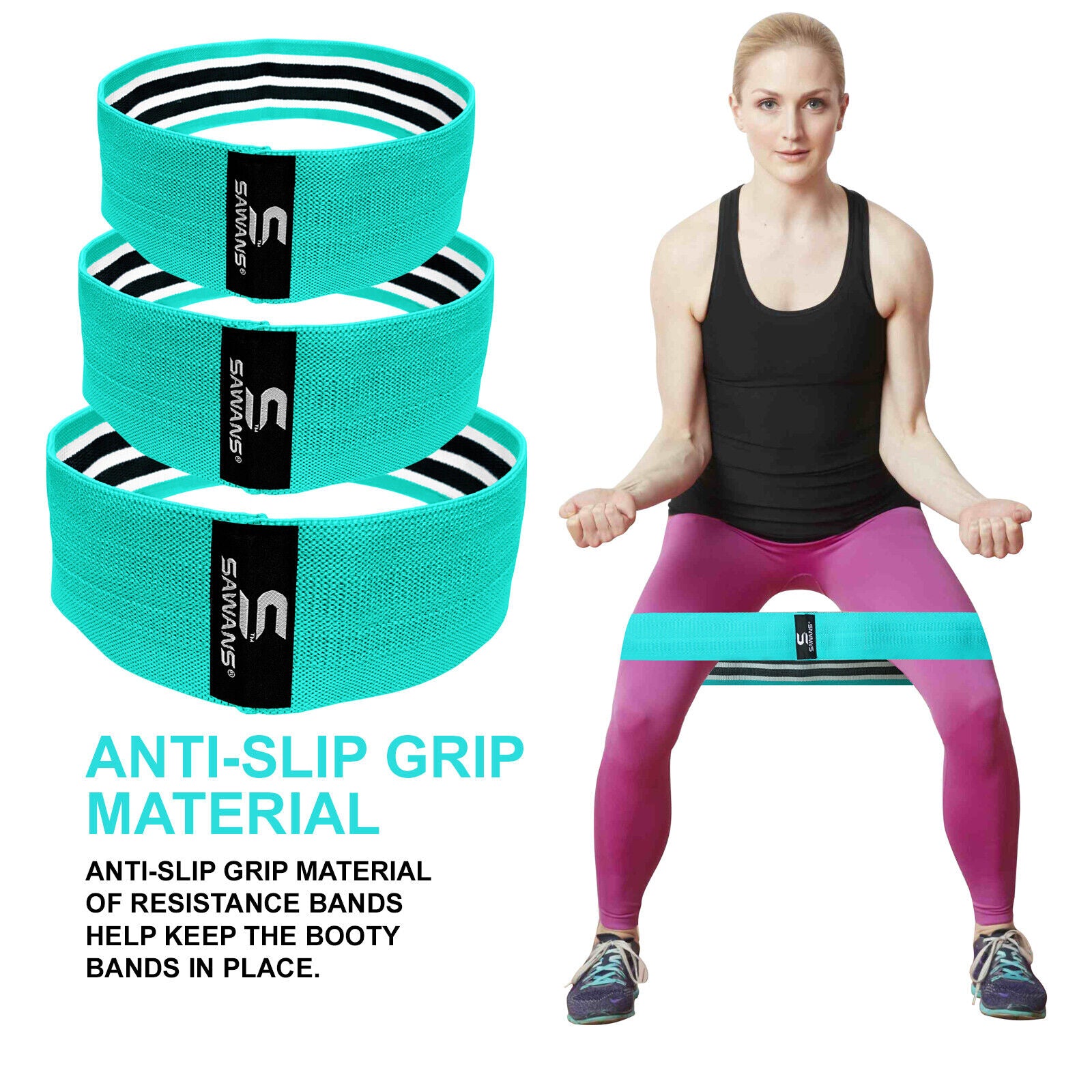 Fabric Resistance Bands for Women - Booty Bands for Hip Circles, Leg and Glute Exercises
