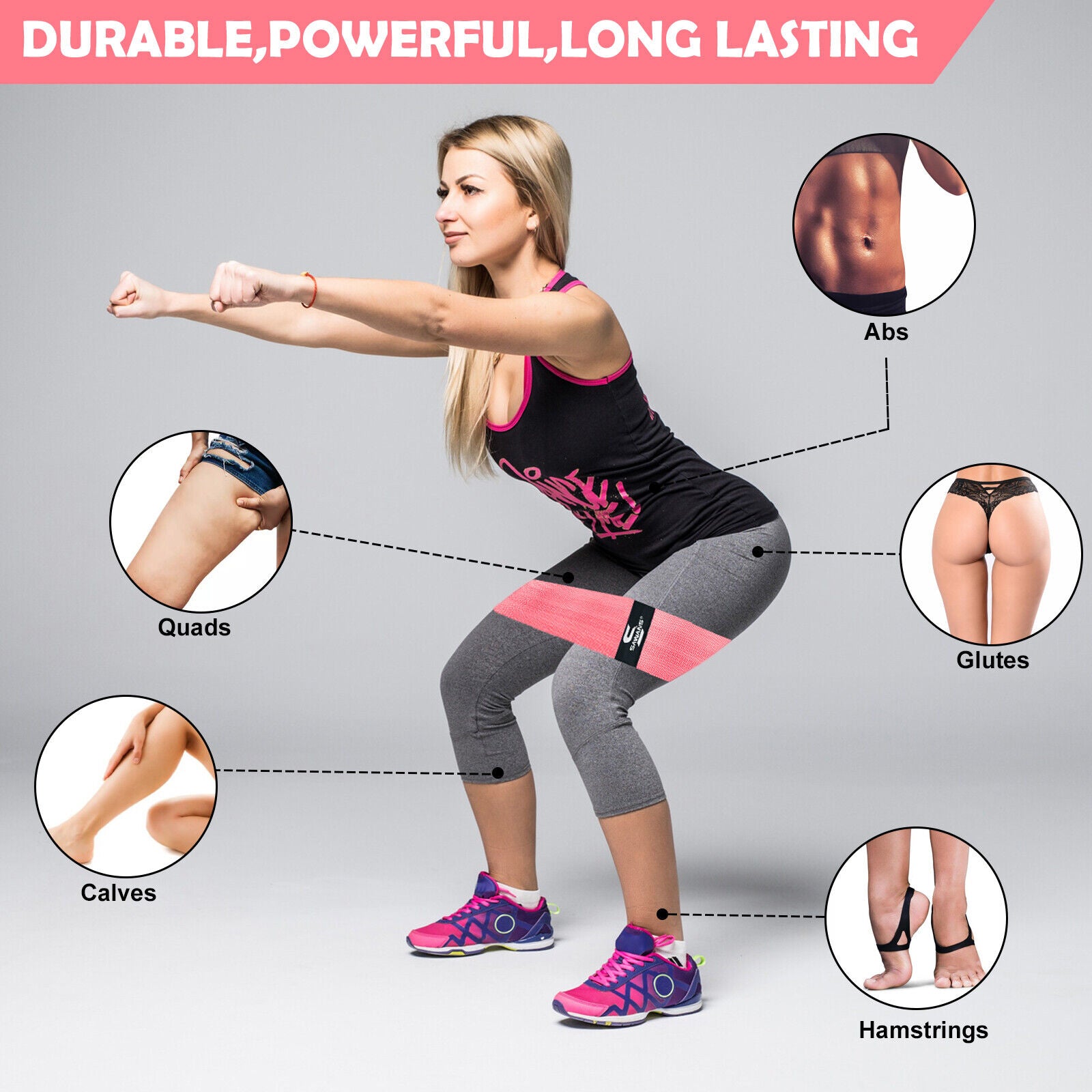 Fabric Resistance Bands for Women - Booty Bands for Hip Circles, Leg and Glute Exercises