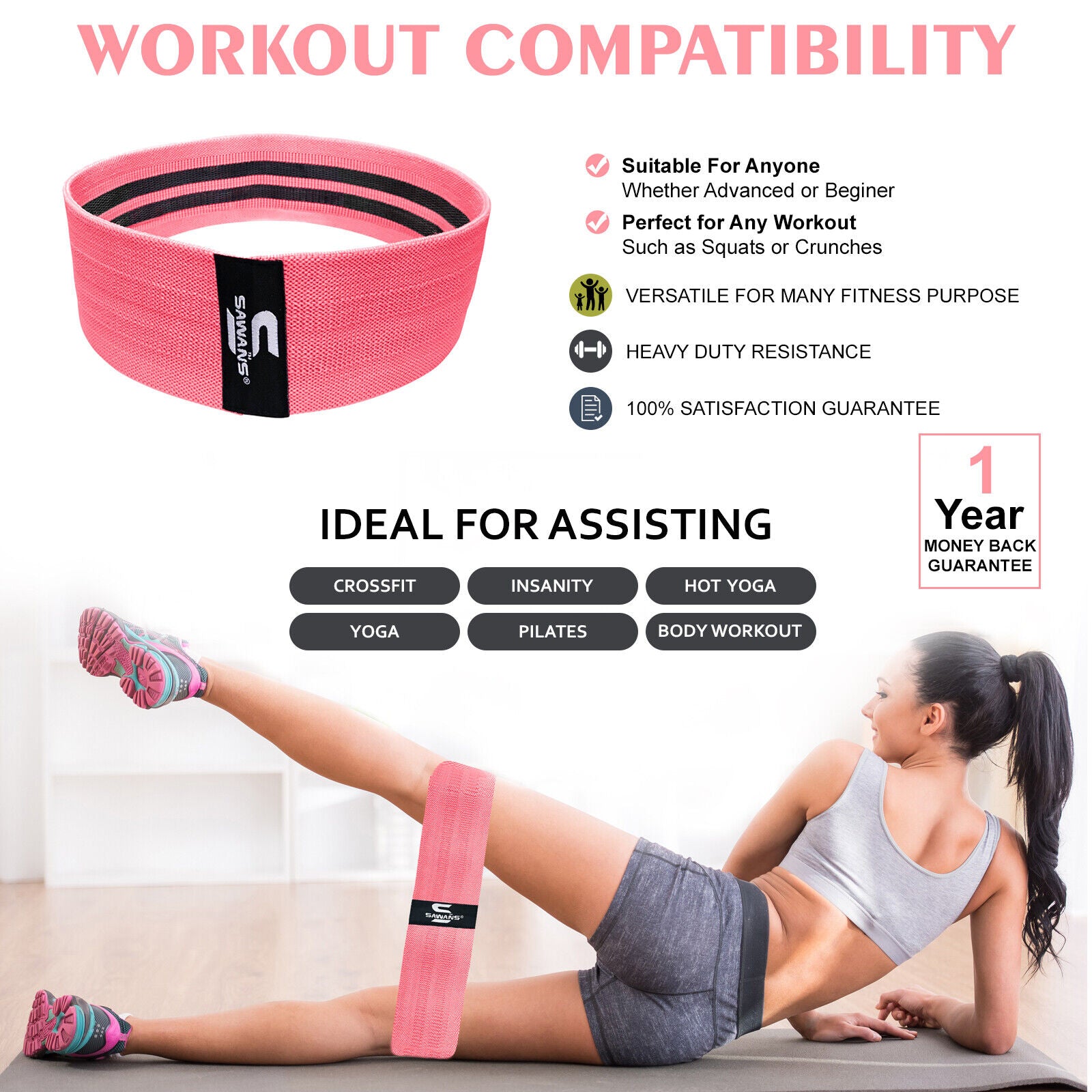 Fabric Resistance Bands for Women - Booty Bands for Hip Circles, Leg and Glute Exercises