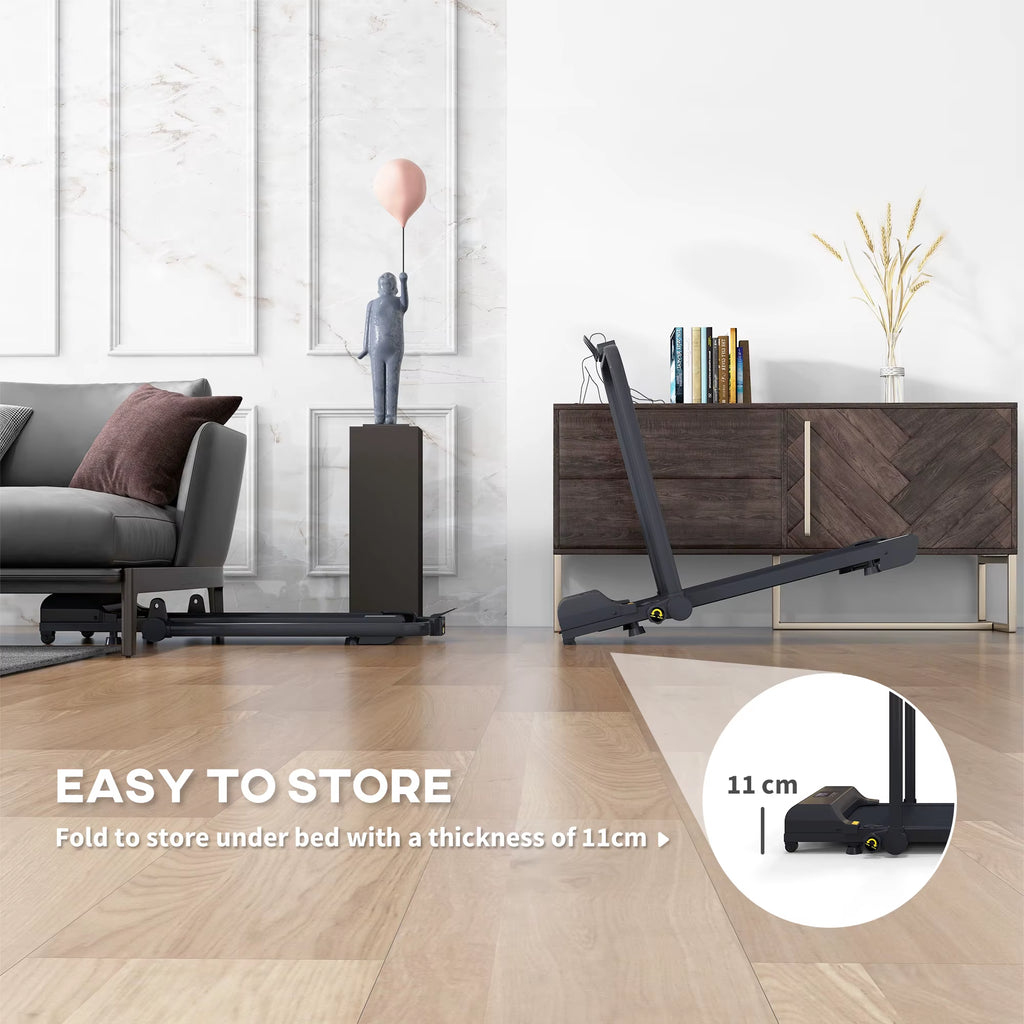 HOMCOM Walking Pad Treadmill, 2.5HP Folding Treadmill, Portable under Desk Treadmill, Running Jogging Walking Machine, 1-10KM/H