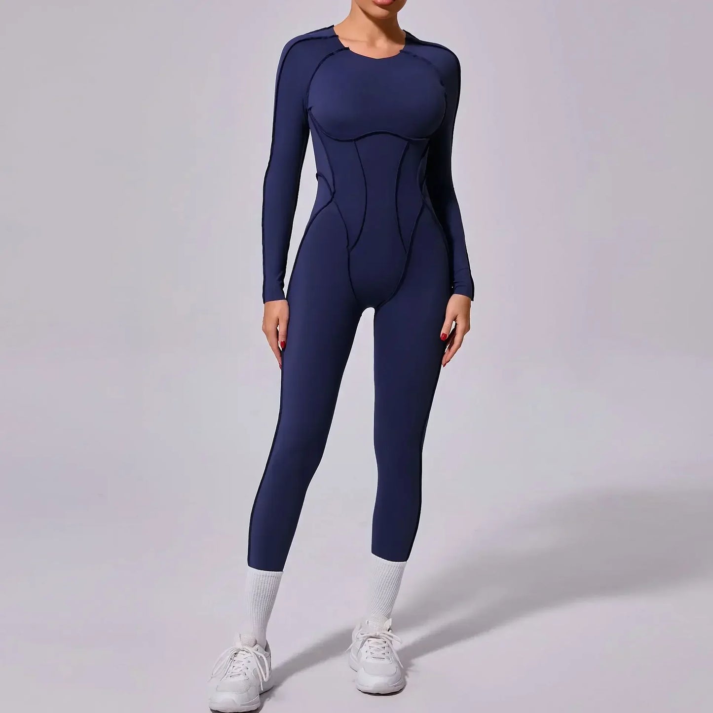 Seamless Women's Yoga Jumpsuit with Splicing Design and Hollow-Out Back for Enhanced Comfort and Style in Fitness Activities