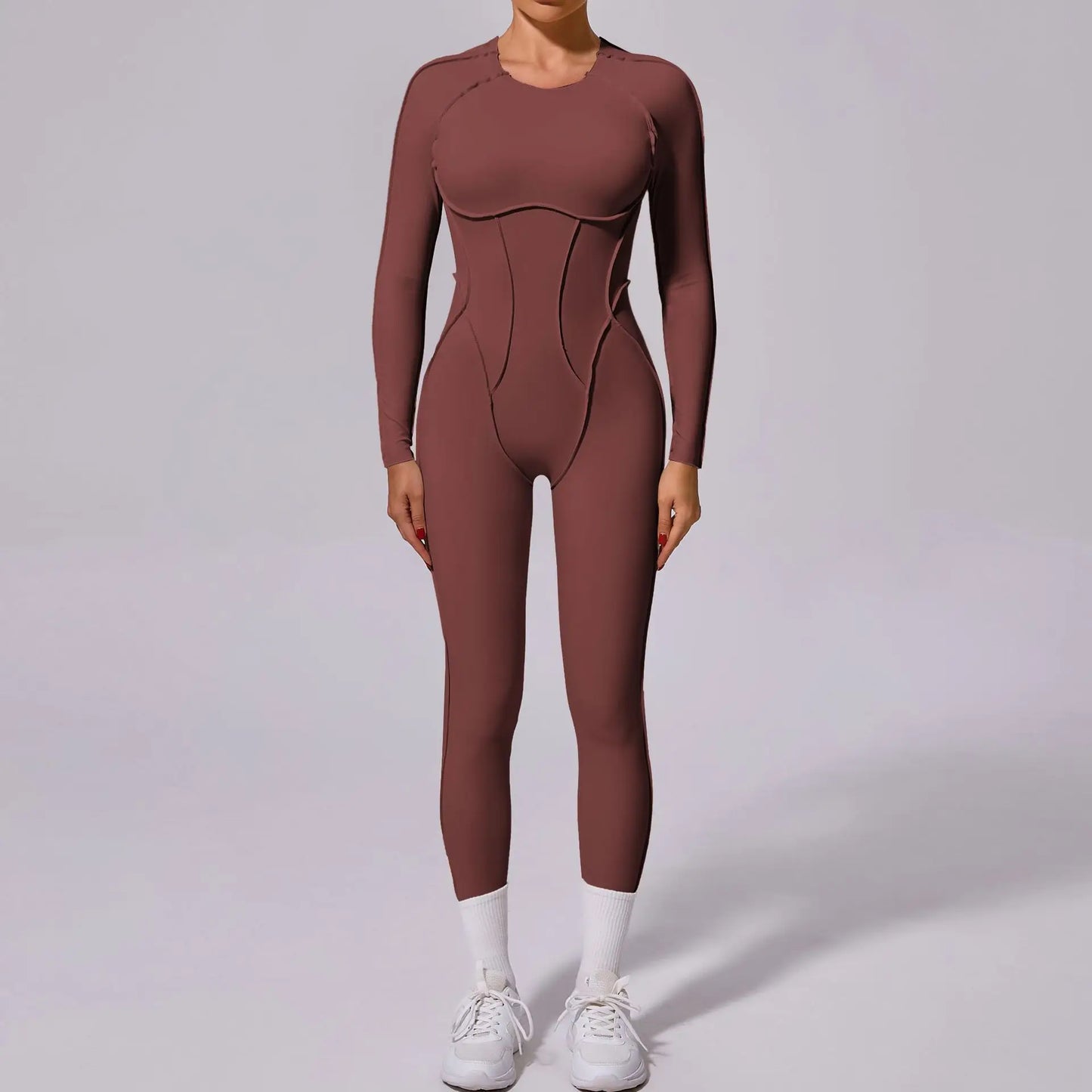 Seamless Women's Yoga Jumpsuit with Splicing Design and Hollow-Out Back for Enhanced Comfort and Style in Fitness Activities
