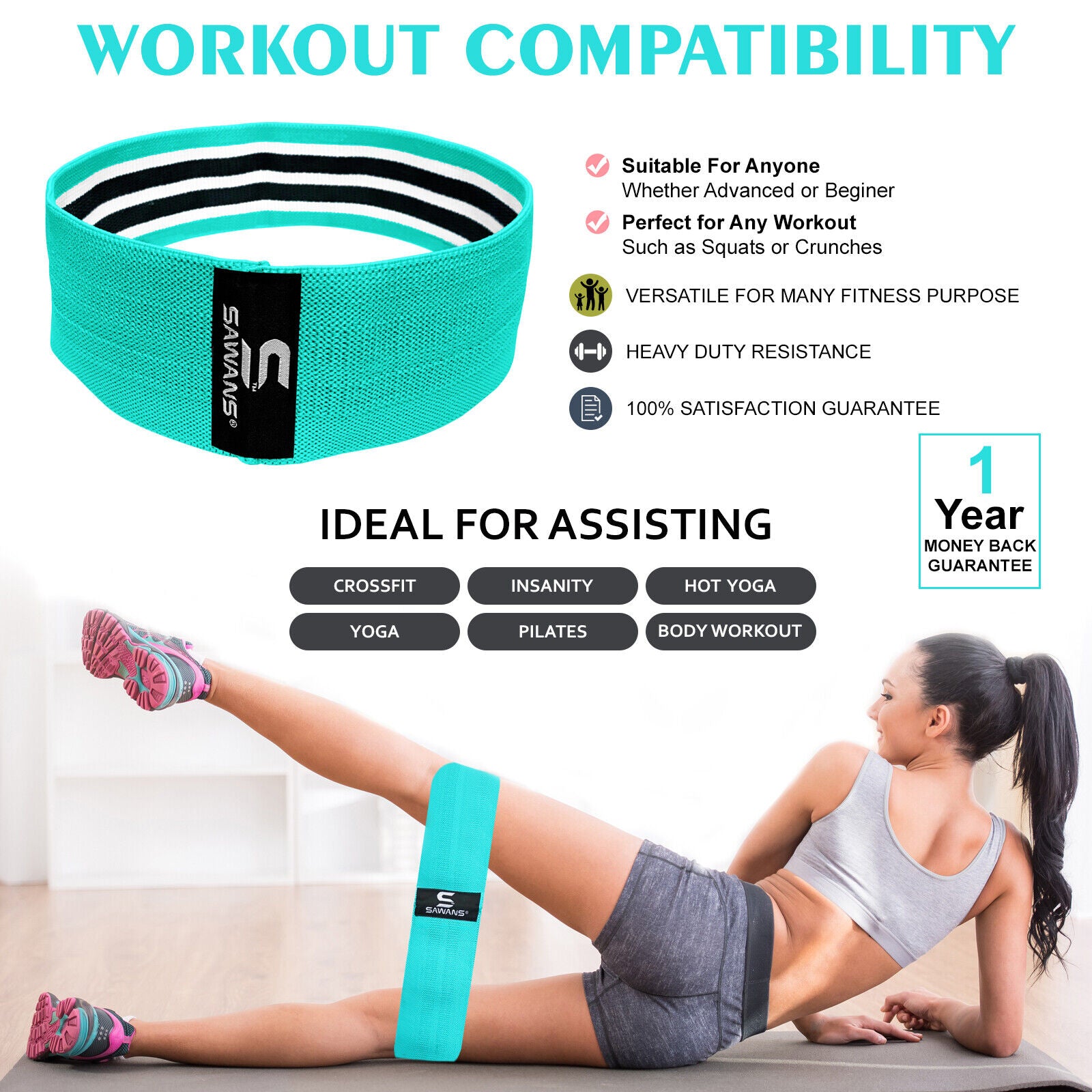 Fabric Resistance Bands for Women - Booty Bands for Hip Circles, Leg and Glute Exercises