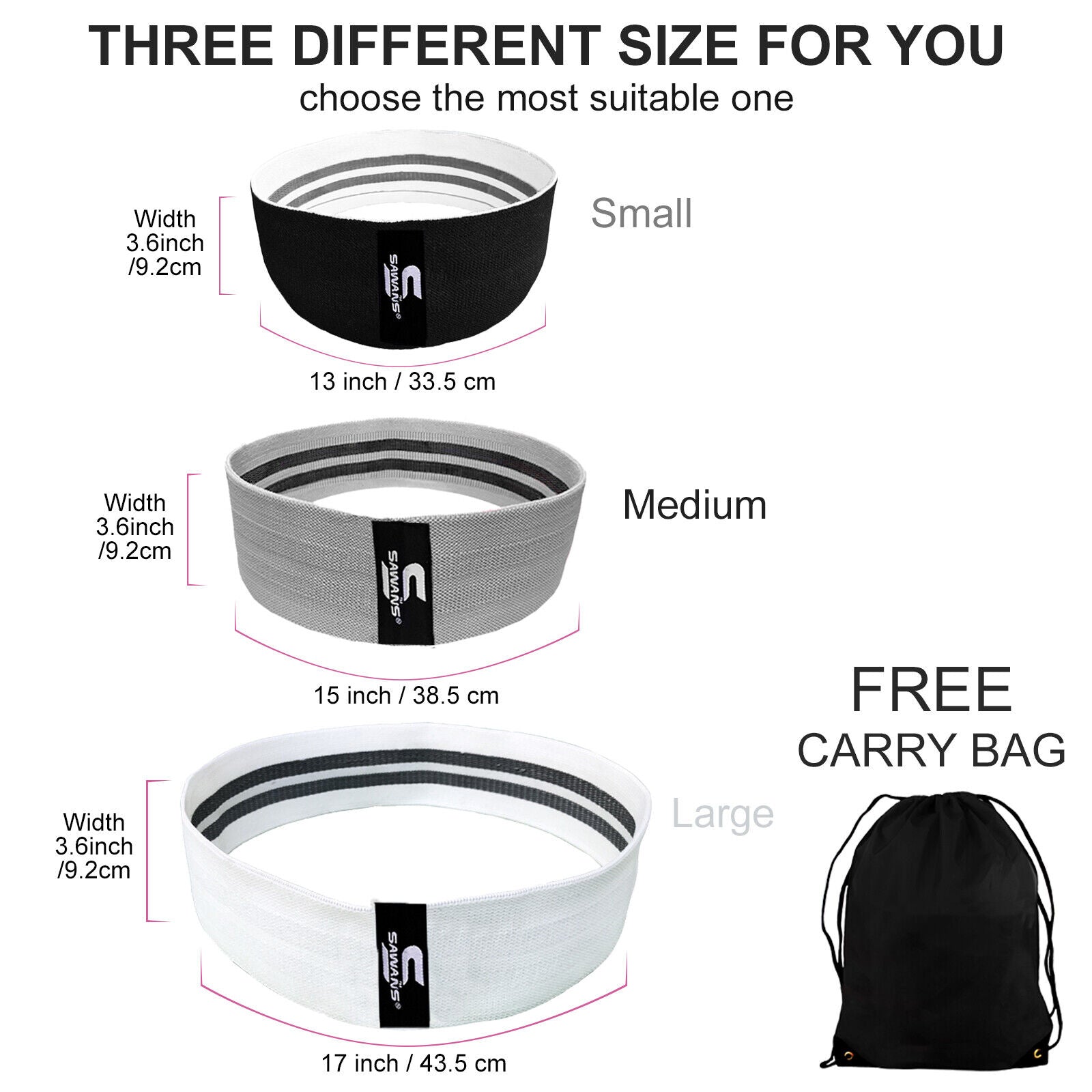 Fabric Resistance Bands for Women - Booty Bands for Hip Circles, Leg and Glute Exercises