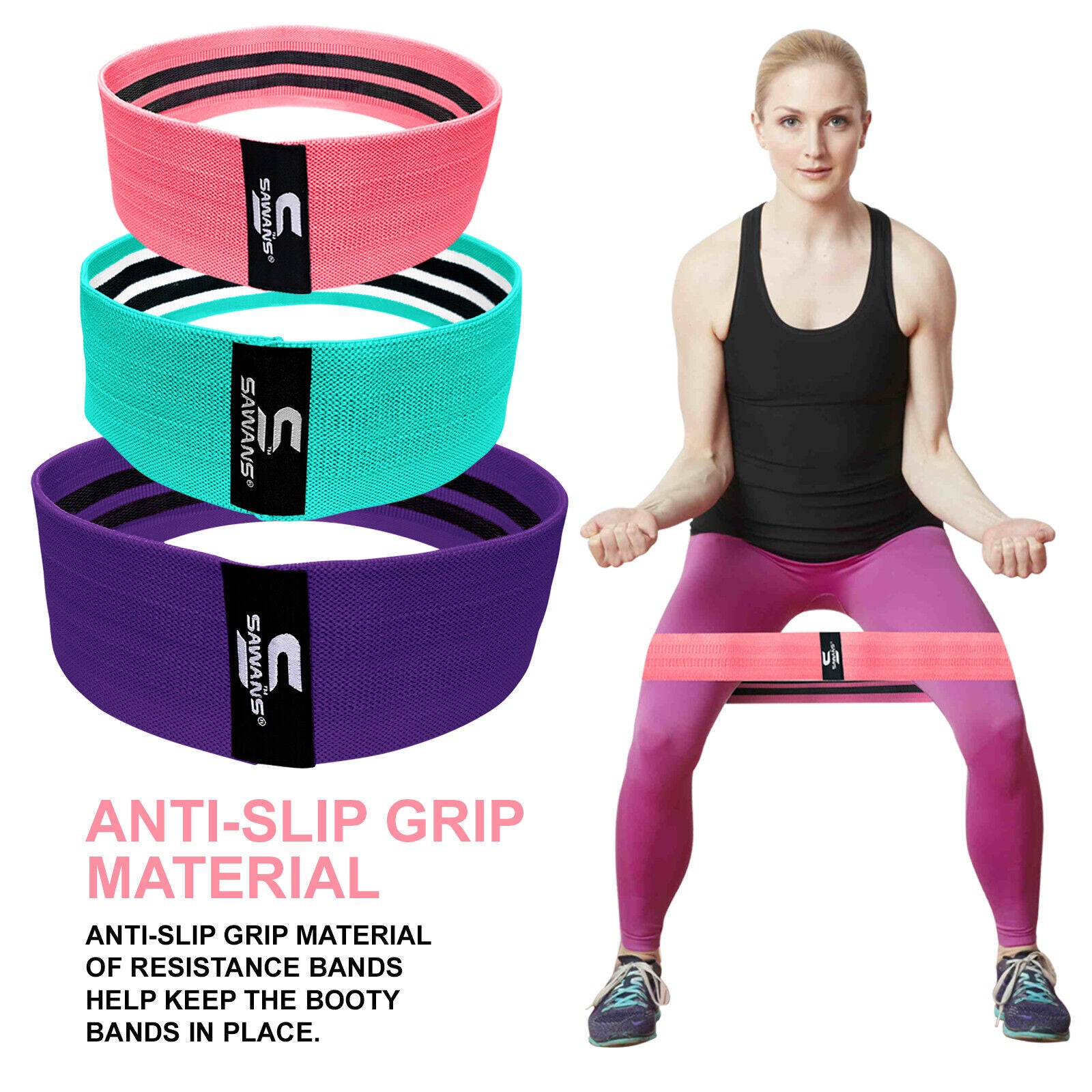 Fabric Resistance Bands for Women - Booty Bands for Hip Circles, Leg and Glute Exercises