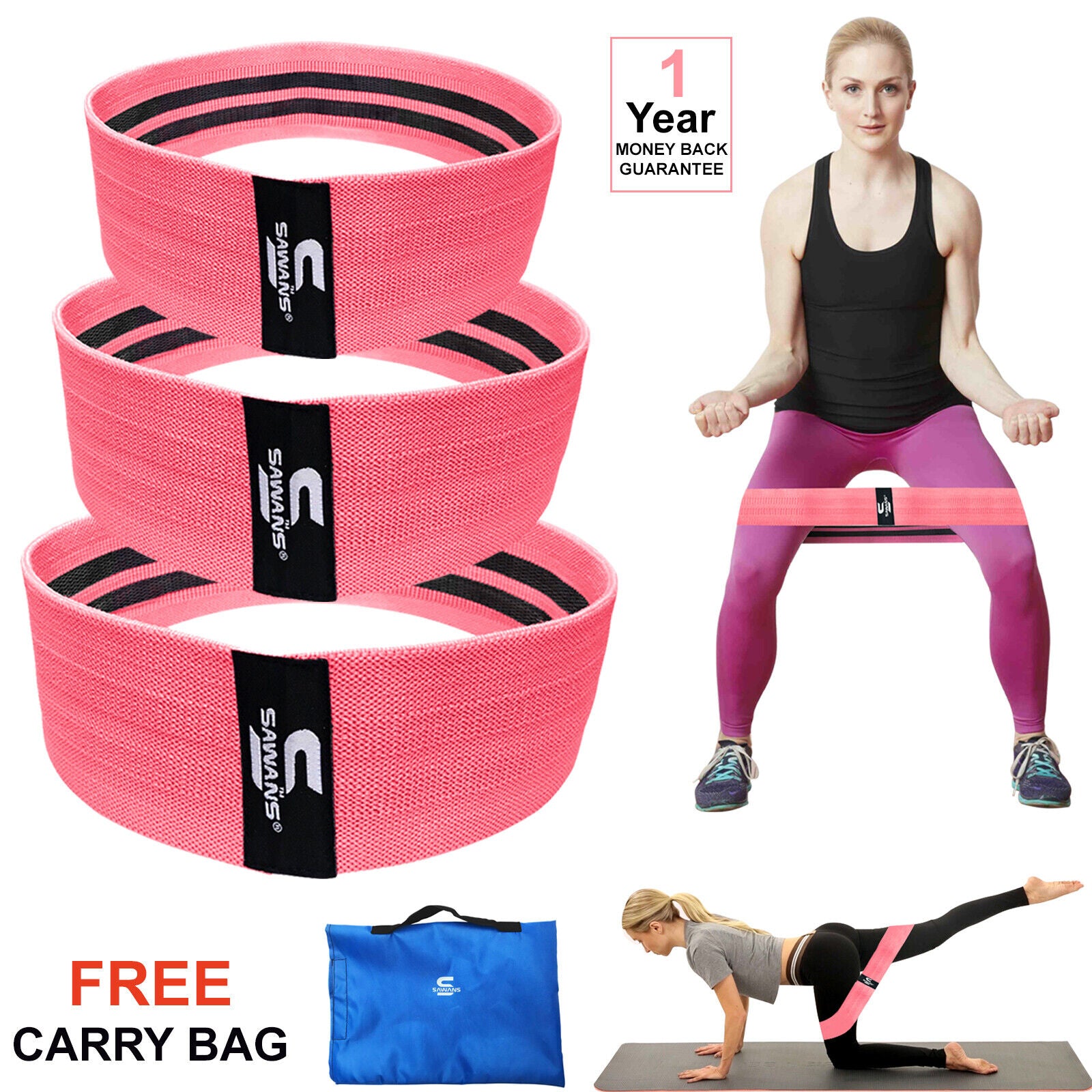Fabric Resistance Bands for Women - Booty Bands for Hip Circles, Leg and Glute Exercises