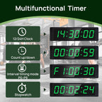 Gym Timer Clock, Green, Interval Timer for Workout, Portable Home Gym Accessory