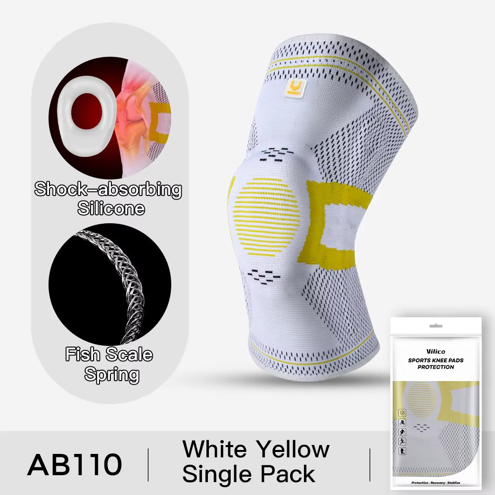 Vilico 1PC Silicone Padded Basketball Knee Pads Patella Brace Kneepad Joint Support Fitness Compression Knee Sleeve Protector