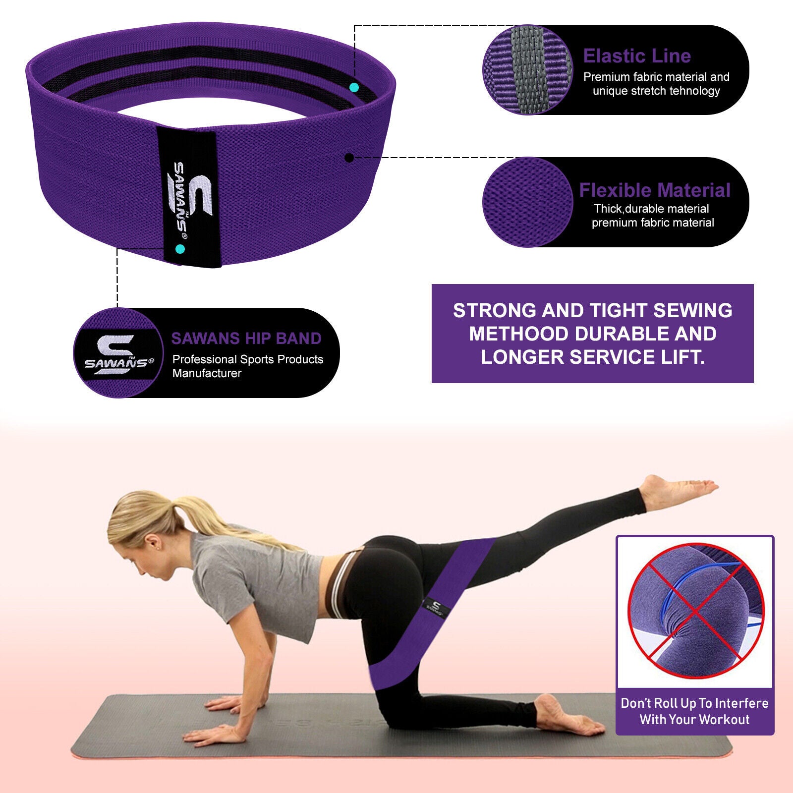 Fabric Resistance Bands for Women - Booty Bands for Hip Circles, Leg and Glute Exercises