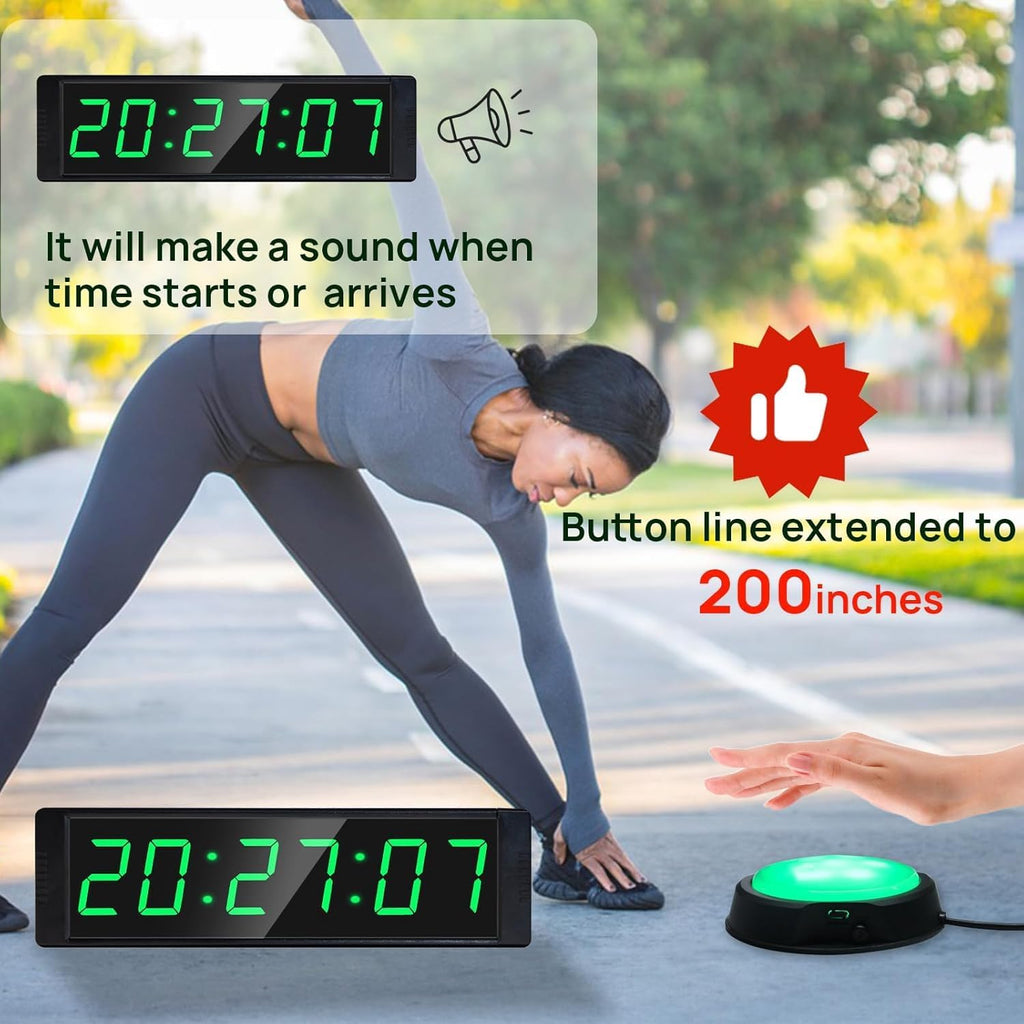 Gym Timer Clock, Green, Interval Timer for Workout, Portable Home Gym Accessory