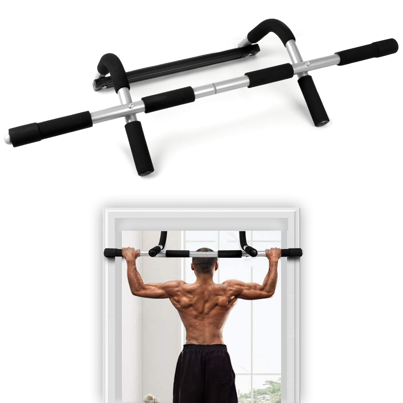 Professional Fitness Door Bar for Chin-Ups, Pull-Ups, Sit-Ups, and Dips Workout